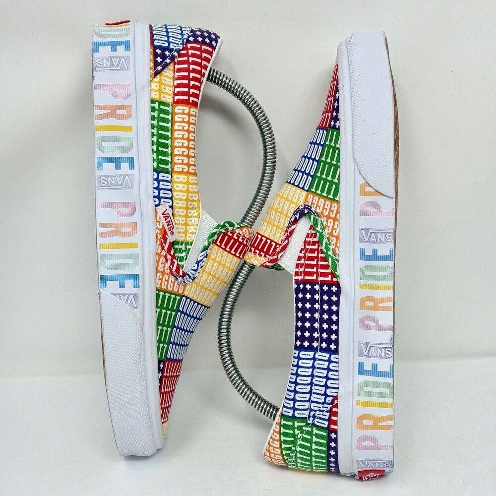 Vans Slip On Sneakers Women's 7 / Men's 5.5 LGBTQ+ Pride Rainbow Checkerboard - Picture 6 of 8